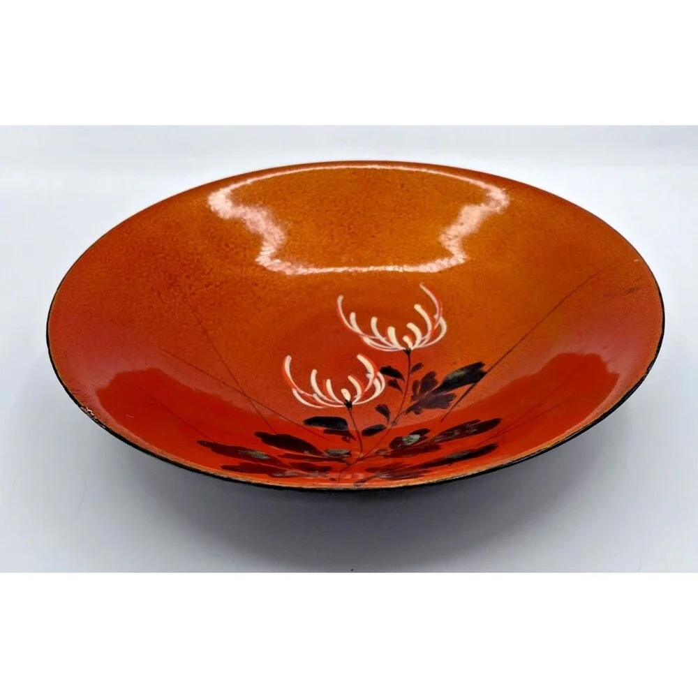2 Vintage Japanese Orange Lacquer Ware Bowls 9